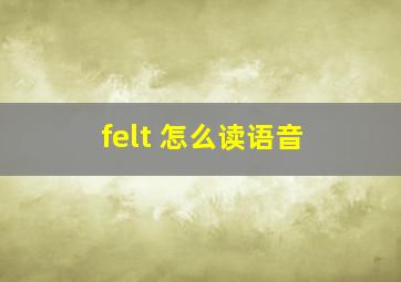 felt 怎么读语音